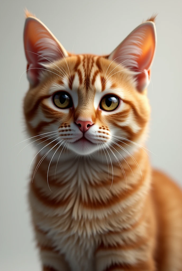a real cat with brownish fur and brown eyes with its mouth being a straight line like 😐