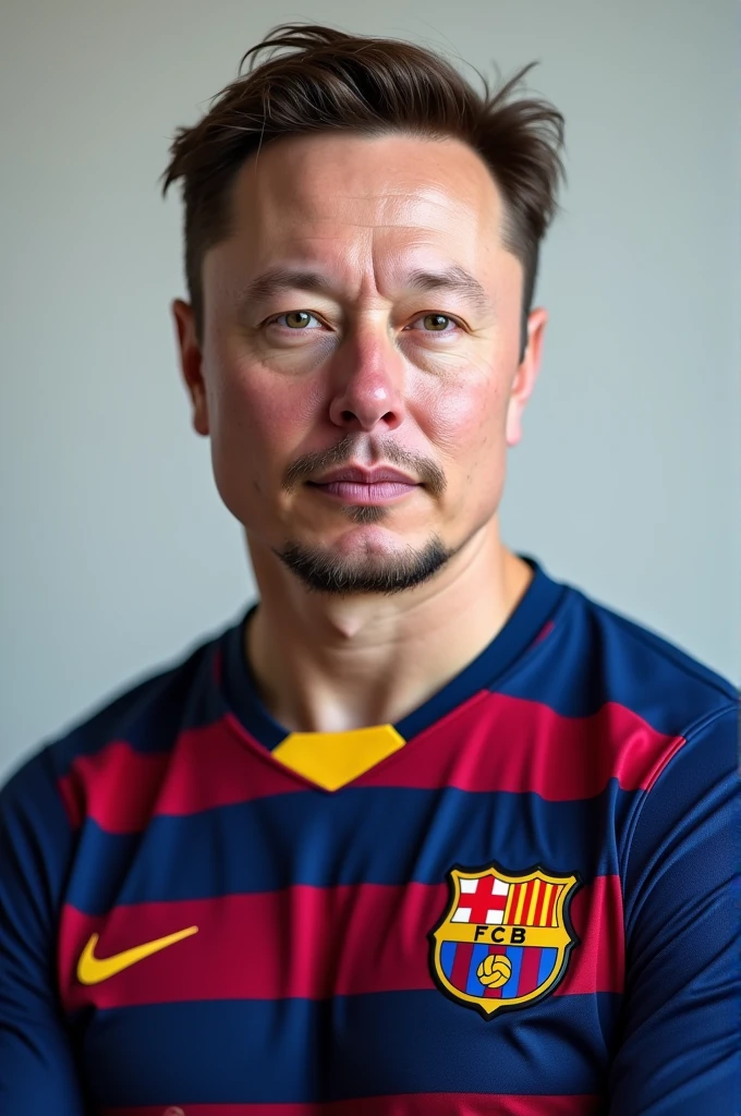 Elon musk with jersey barcelona