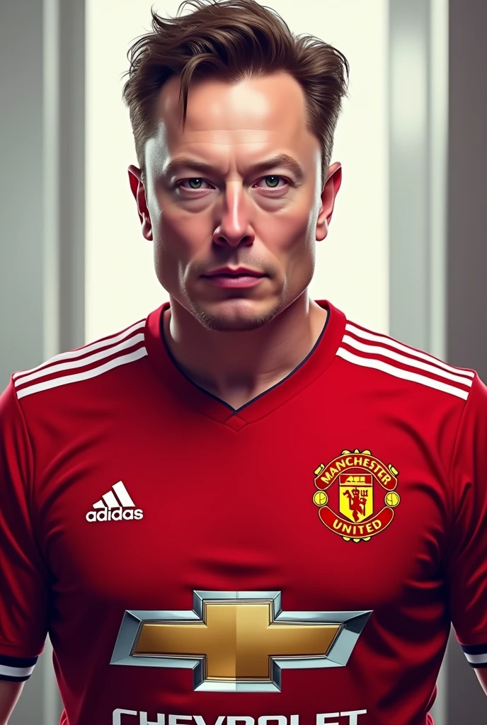 Elon musk with manchaster united jerseys
