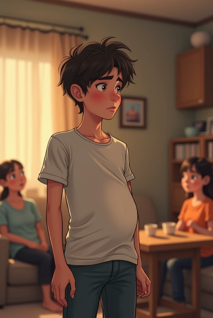 Young pregnant boy mpreg telling his parents about his condition
