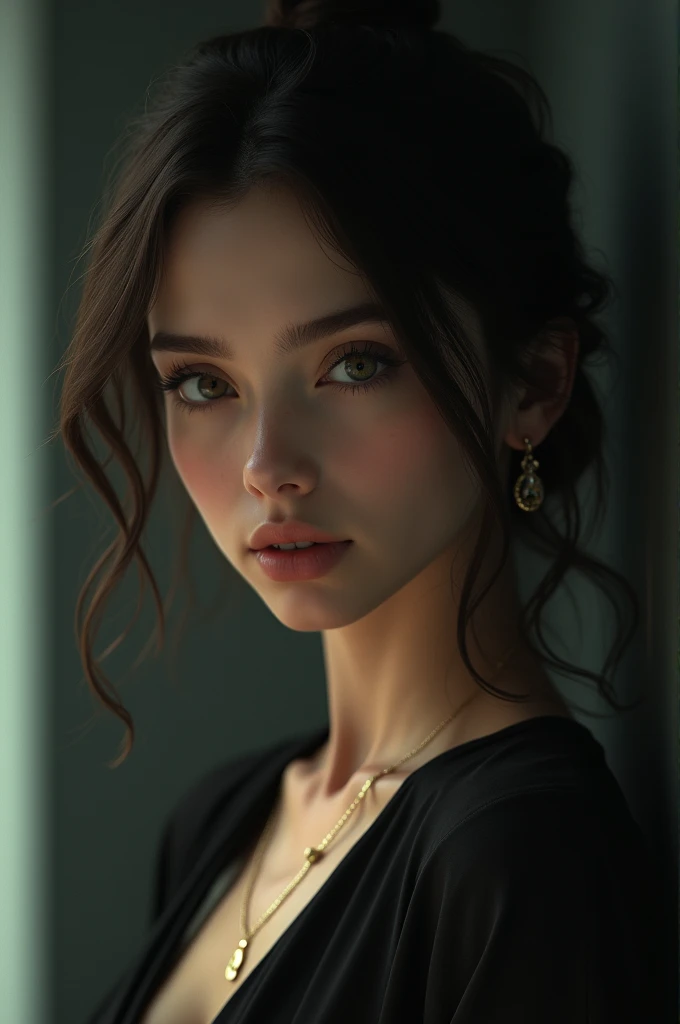 . **Background:**
- For an offset image, keep the background neutral and subtle to ensure the focus remains on the model.
- Use smart lighting, such as a spotlight, to draw attention to her face and eyes.