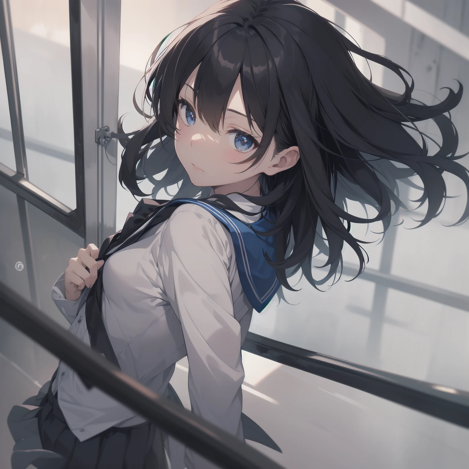 ultra-absurdres-Top quality by artist God, ultra-detailed, high resolution, anime moe artstyle, best anime 8k konachan wallpaper, pixiv contest winner, pool:2810, perfect anatomy,break, 1girl, (Please draw a girl walking sleepily to school alone. )break,(Solo,little female,15yo:1.3),Full limbs, ,a junior high school student, (very short hair), short cut, flat chest, , small butt, small black eyes, beautiful detailed eyes, well-proportioned iris and pupils, expressive eyes, highres detailed hair, soft expression, salor school_uniform, sailor collar, serahuku, bow, pleated skirt,(Detailed Lighting), (Detailed background), in the School commute route. break,super detailed skin, Best cinematic lighting powered by famous artist, 8k,beauty illustration,photoshop_(medium),very aesthetic,break,((artist:takeuchi_takashi )), artist:clamp ,artist:carnelian ,artist:kantoku ,
