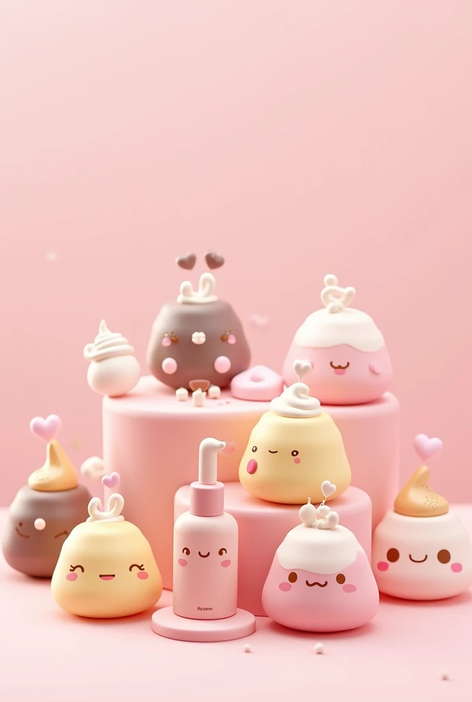 Cute cosmetics in the shape of pudding in a bottle、lip、Hand Cream