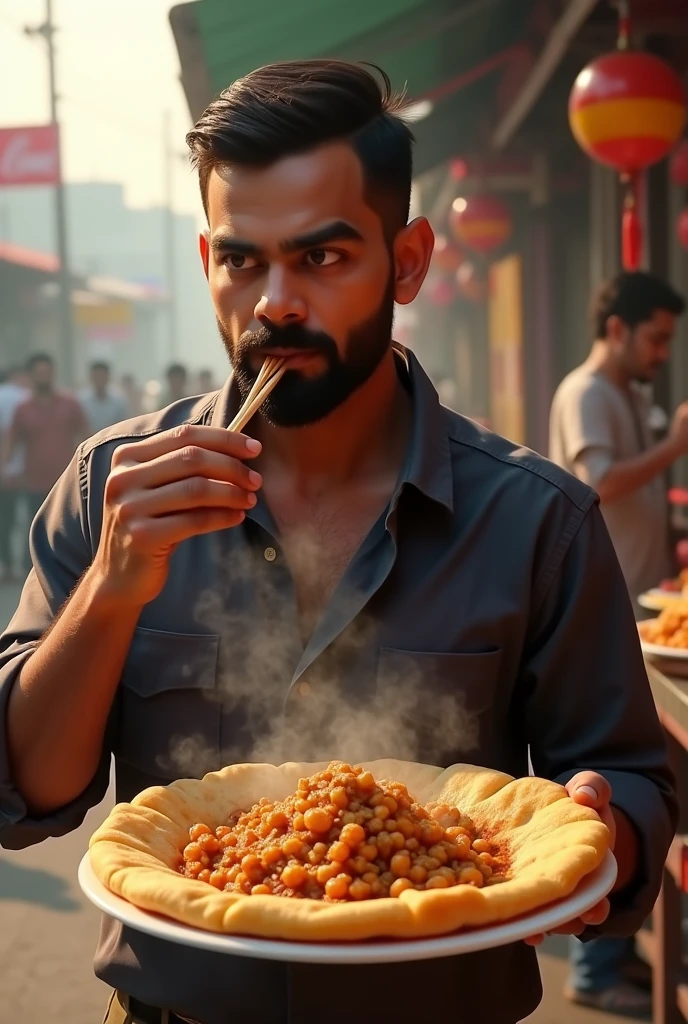 Virat Kohli eating chole bhature 