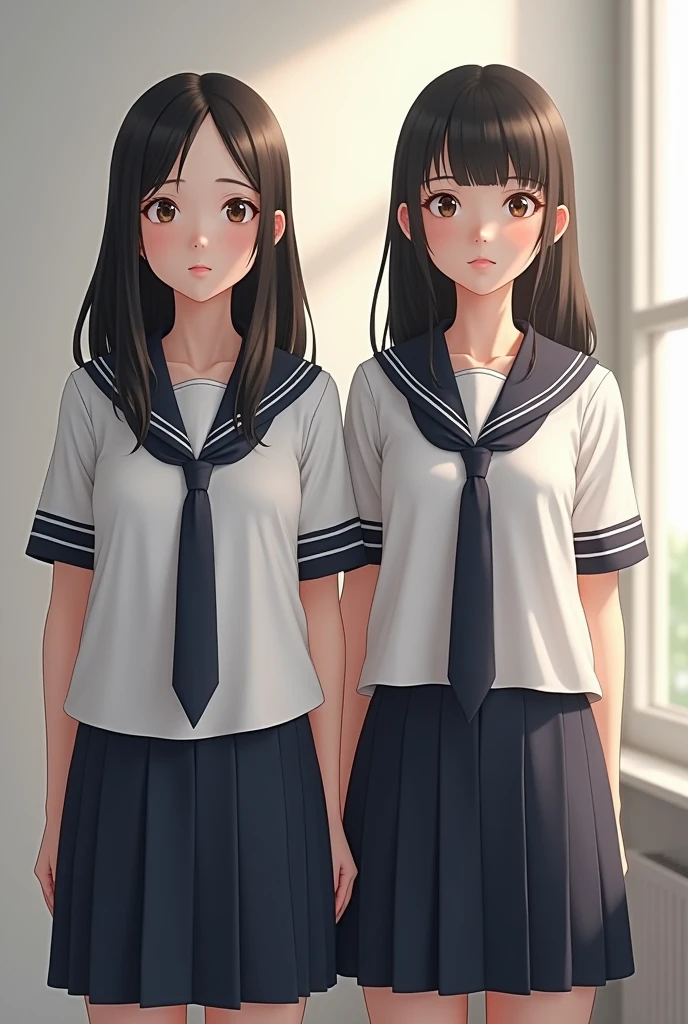 Two s wearing school uniforms, white skin
