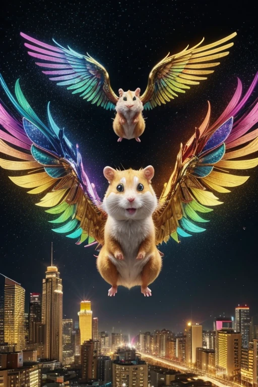 art for youtube channel, with 3d gatoro catching a crypto currency that is flying with wings, colorful and colorful clothes, colorful metallic mirrored background with golden edges, with crypto coins ltc and btc and ton, hamster kokbat,