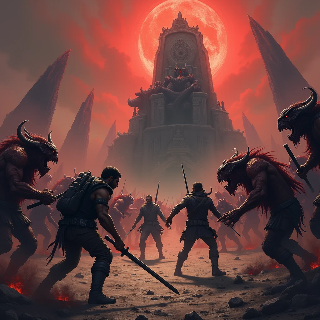 The explorers continue to fight for survival, but are helpless against the power of the monsters. The demons rushed towards them, and the king enjoyed the sight."
