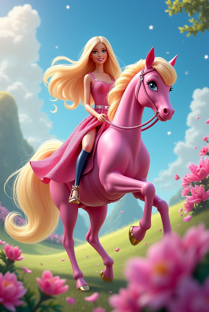 Barbie rides a pony from My Little Pony