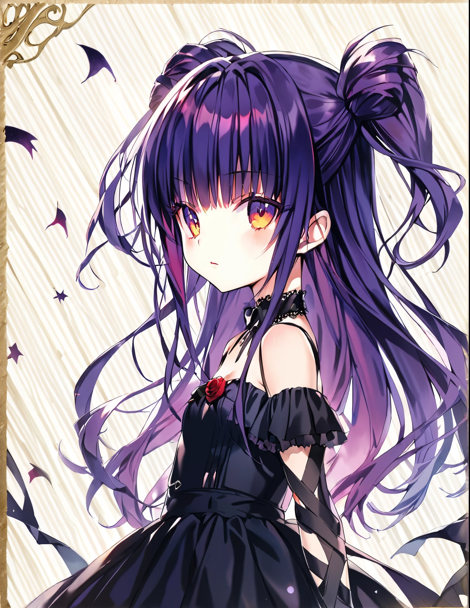 Hand-painted watercolor official art Goth Girl (Young Girl:1.5)Small breasts