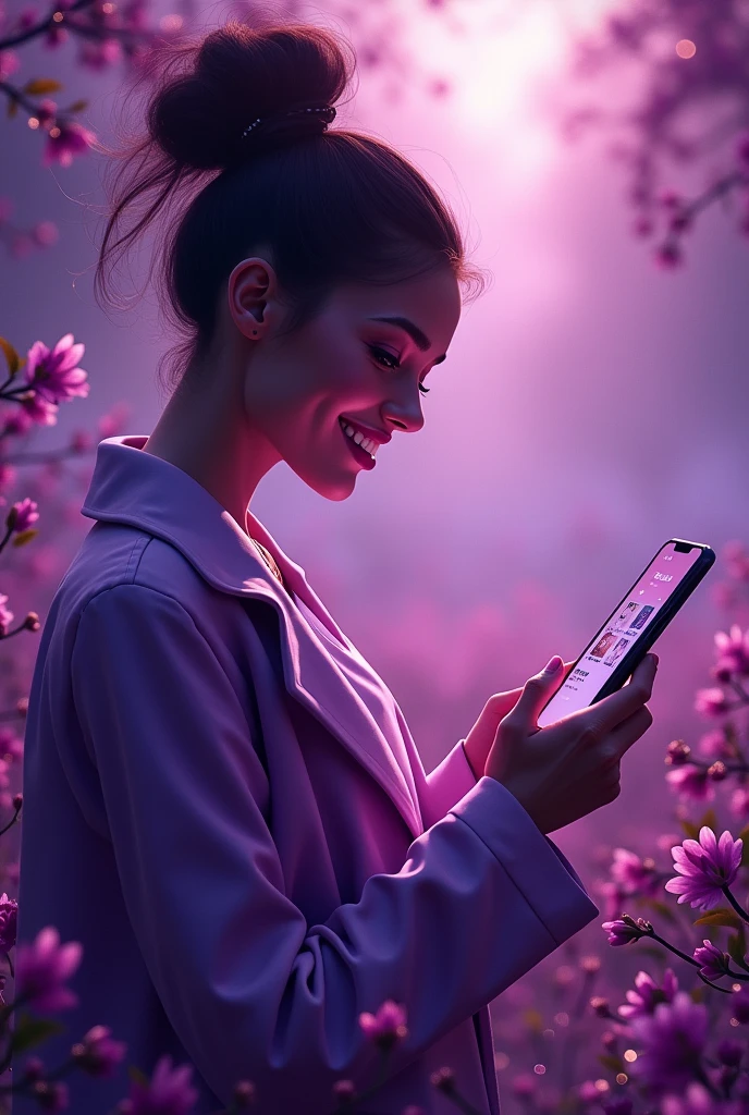 Create an invitation for an online shopping Instagram profile that says Spending Online in shades of purple