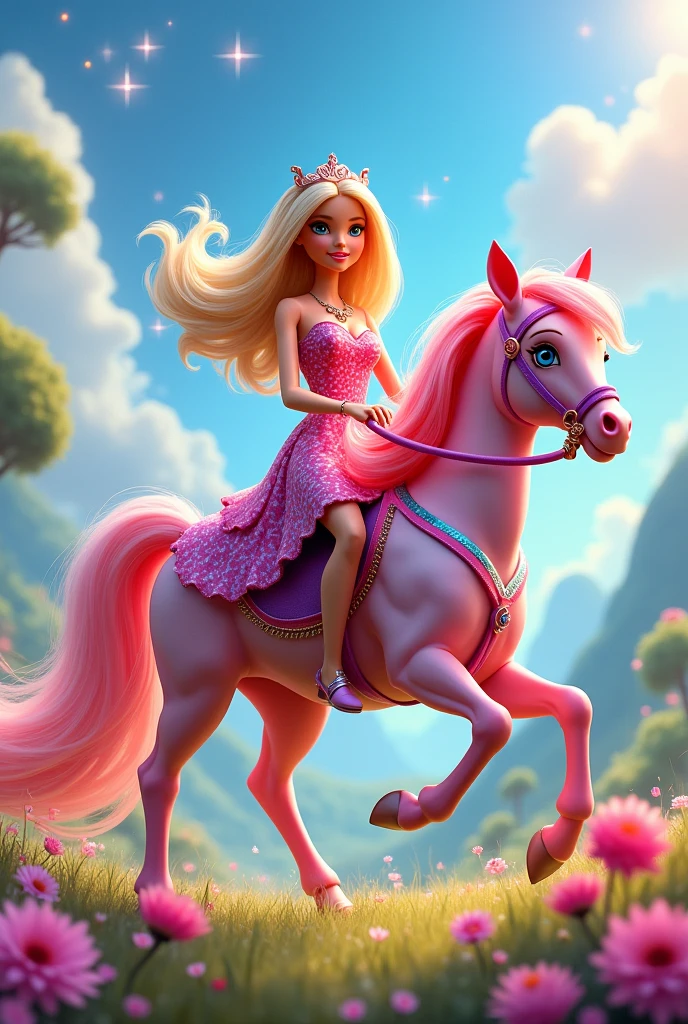 Barbie rides a pony from My Little Pony
