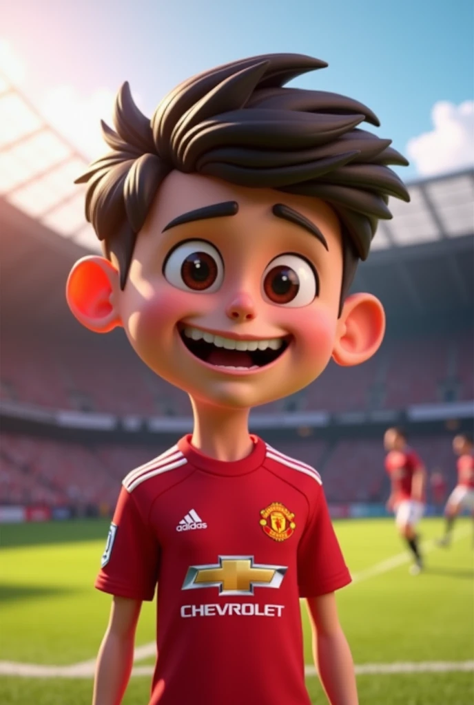 3D cartoon image wearing the new Manchester United shirt