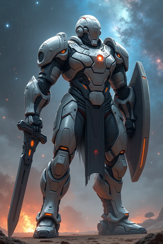 Space armor with swords and huge shields