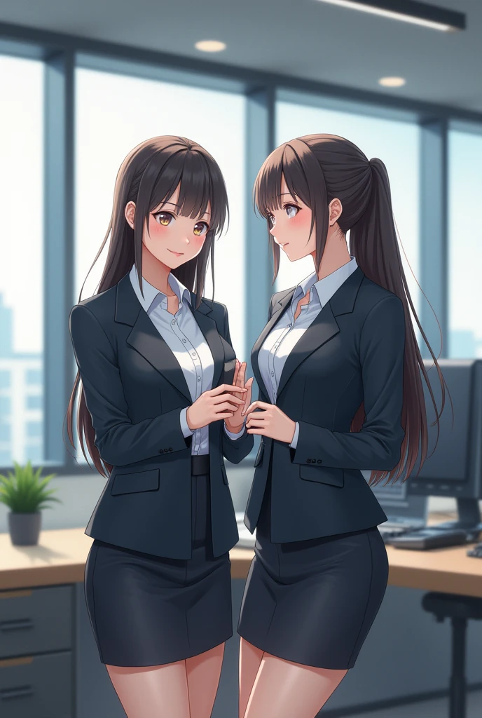 Japanese,woman,cute,2,In a suit,office,Realistic
