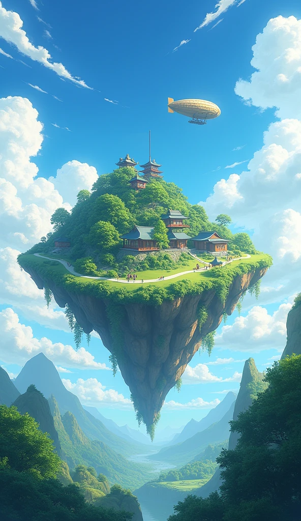 Summer in Japan An island in the sky airship