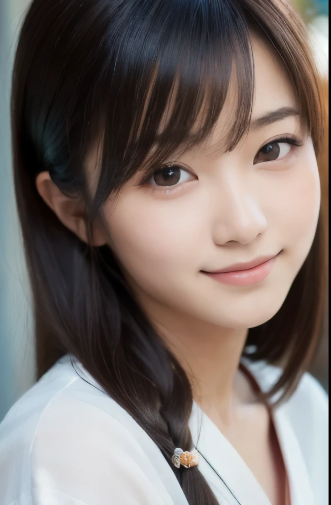 best quality, face focus, soft light, ultra high res, (photorealistic:1.4), RAW photo,(Shinozaki Ai), (fair skin),
1 Japanese girl, solo, cute, smile, (pupil, lights in the eyes),  detailed beautiful face, 1,(high resolution detail of human skin texture),long hair,(portrait), upper body, Japanese white kimono