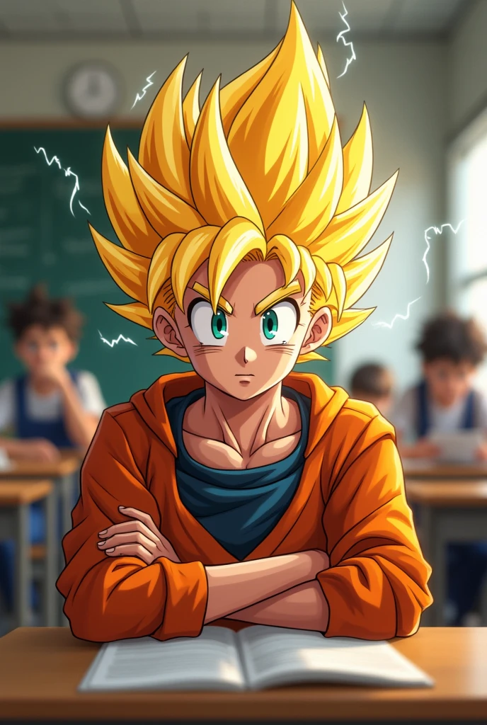 A student with super saiyan hair in his class