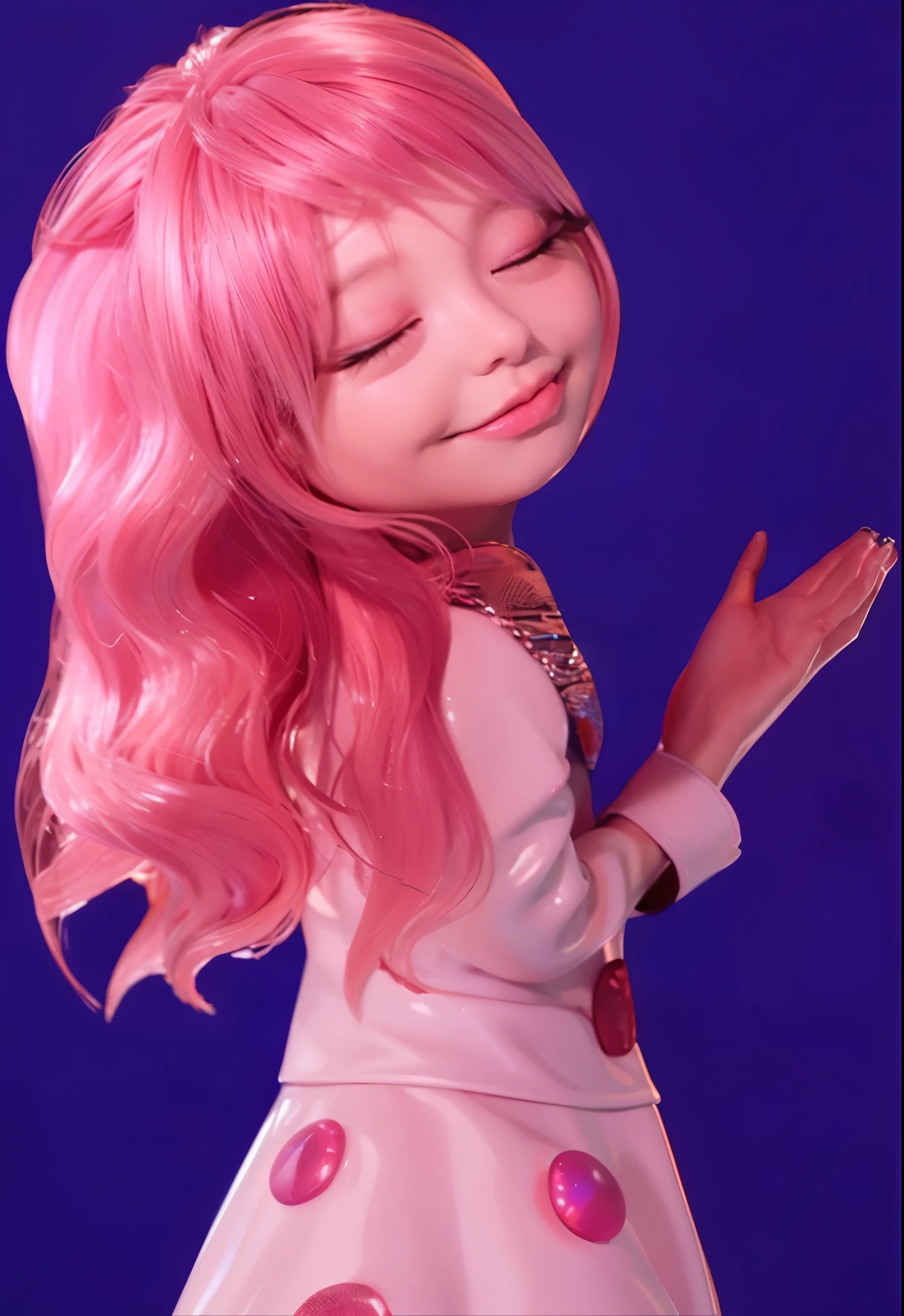 3d style, simplified design, 3d render, glossy texture, smooth 3d model, multiple light sources, rim light, sharp post effects render, (glossy plastic texture with multiple big light probe refractions), perfect cgi, smooth silhouette, high intensity refraction, (super glossy material), most beautiful vfx , blue background, plastic refractions, realistic, 4k, high resolution, rim light, photo shoot, commercial photo, profile shot, 4k, rim light, high resolution, 4k, glossy texture, smooth 3d model, multiple light sources, rim light, sharp post effects render, (glossy metallic texture with multiple big light probe refractions), perfect cgi, cgi art created only with gradients, smooth silhouette, high intensity refraction, (super glossy chrome material), most beautiful vfx, blue background, chrome metal refractions, multiple light sources, rim light, sharp post effects render, perfect cgi, digital art, detailed digital art, reflective, best quality, 4k, masterpiece:1.2, ultra-detailed, realistic, vivid colors, dark and moody lighting, The image of the highest quality, ensuring every detail is showcased perfectly. It in 4k resolution, allowing viewers to immerse themselves in the richness of the colors and intricate details. The realistic rendering. under the spotlight, reflecting, high-resolution image, realistic rendering, dark background, and rim light photorealistic