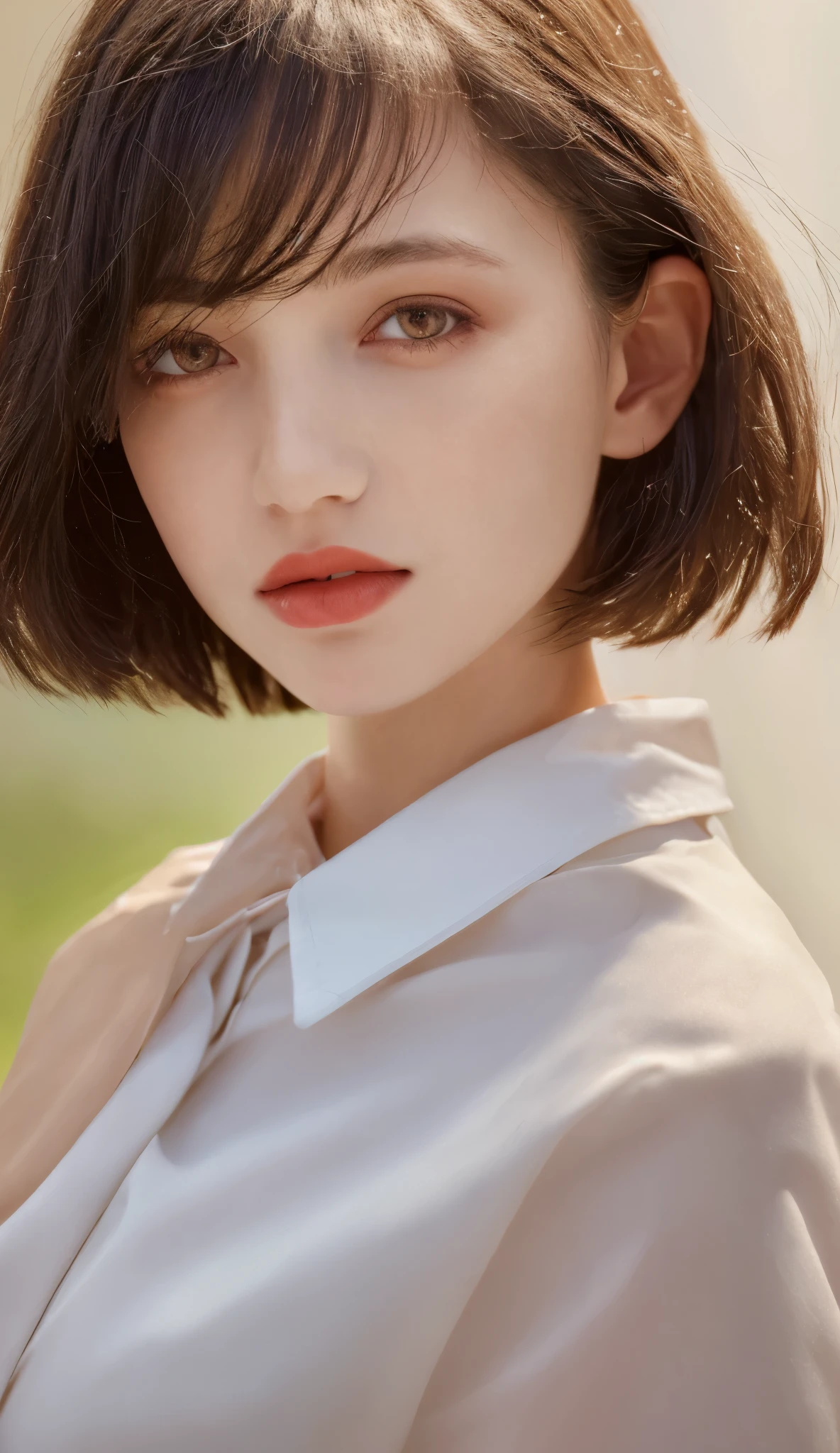 1girl, androgynous high school student, short messy hair, soft facial features, gentle eyes, subtle sadness, wistful expression, school uniform, soft evening lighting, depth of field, emotional, bittersweet, best quality, 4k, 8k, highres, masterpiece, ultra-detailed, realistic, photorealistic, photo-realistic, HDR, UHD, studio lighting, ultra-fine painting, sharp focus, physically-based rendering, extreme detail description, professional, vivid colors, bokeh, portraits, warm color tones, natural lighting, delicate skin, long eyelashes, full lips, beautiful eyes, intricate hair strands, soft fabric textures, black hair