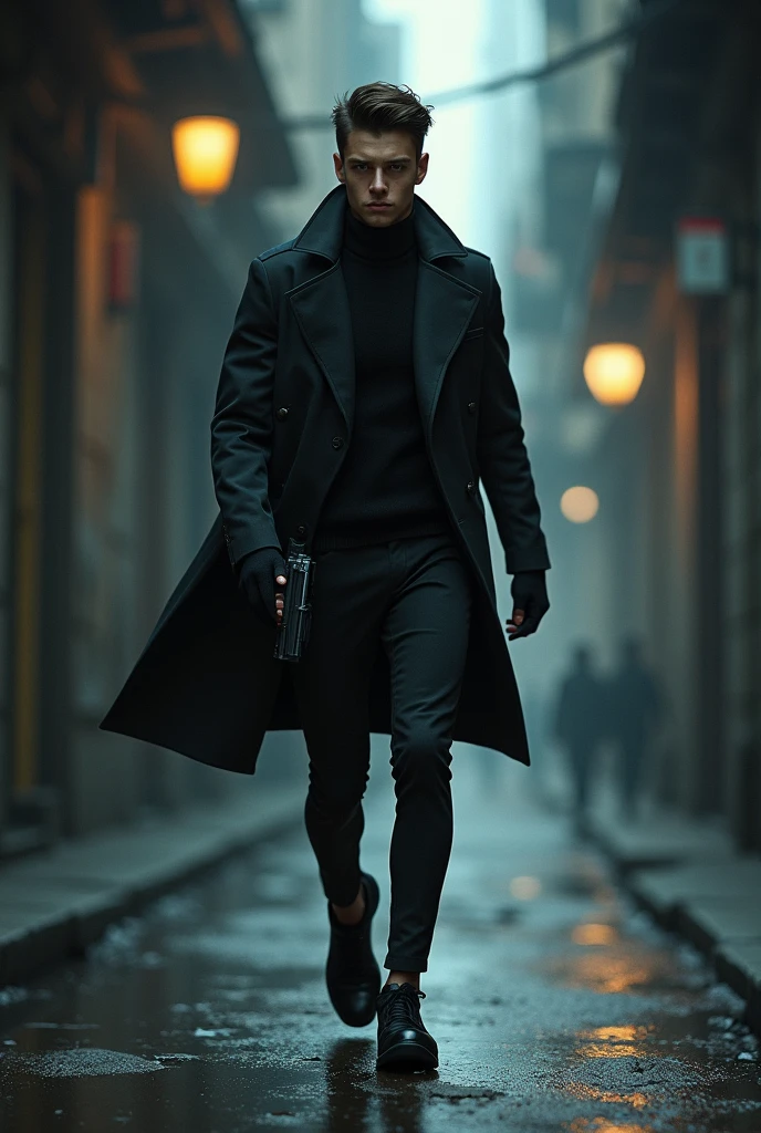 Young and skinny espion man