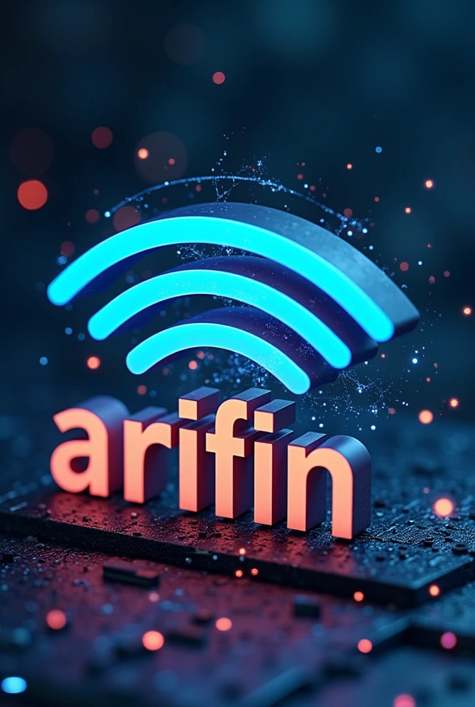 3d text logo that says “ARIFIN HOTSPOT” at the bottom with internet themed wifi
