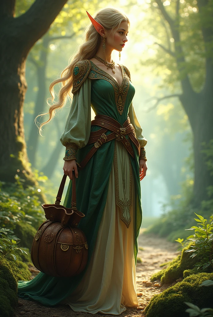 Native elf RPG character with a bag 

