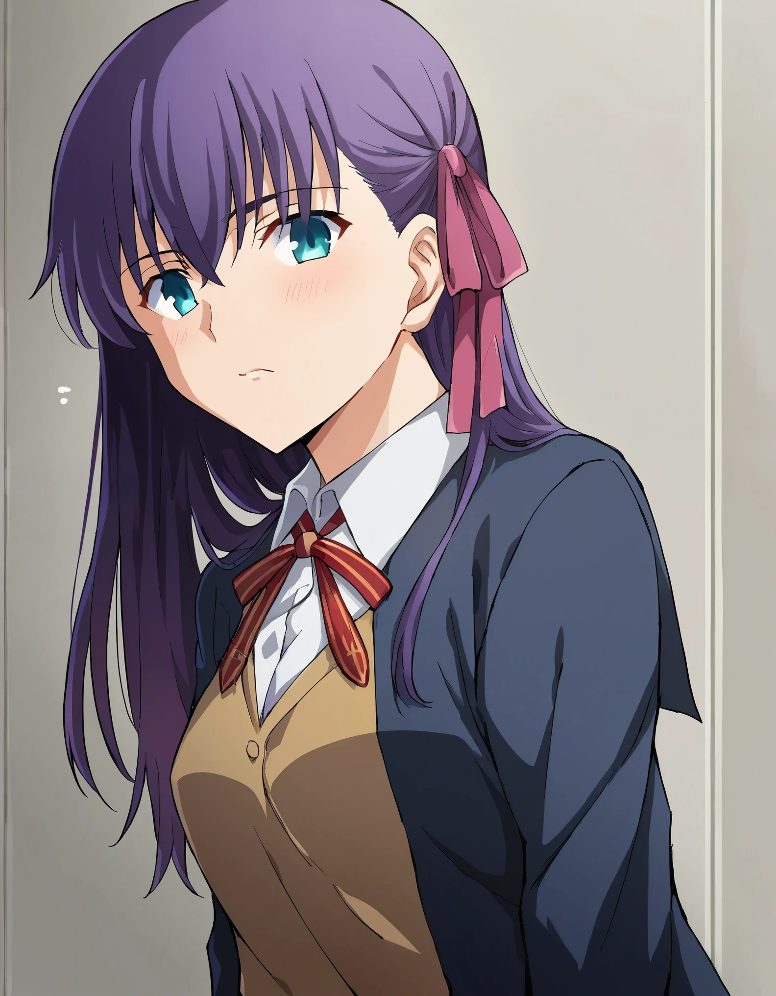 Mato Sakura, fate stay night, school uniform, black uniform, solo, 1girl