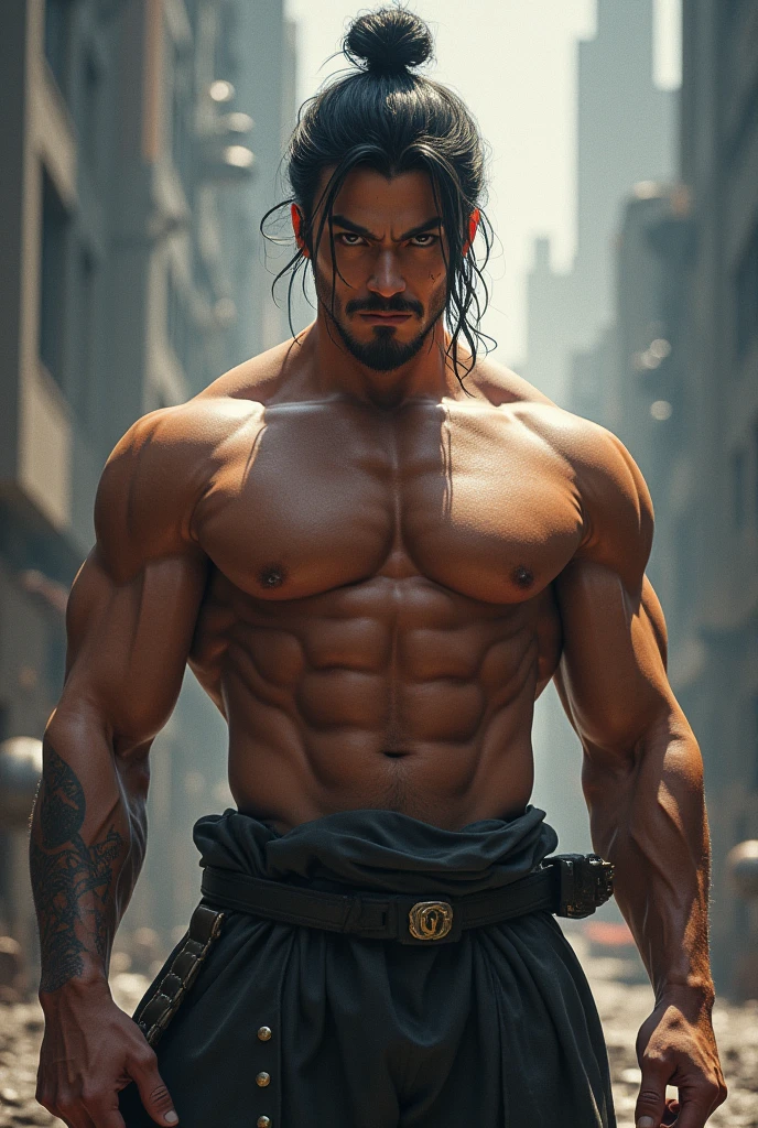 Make a hot muscular male hero handsome Japanese hero