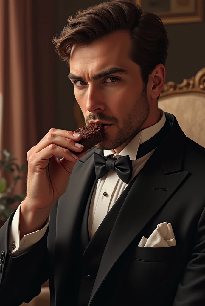 chocolate　eat　male　Dandy　Gentleman　smart　intellectual　delicious　smile　lover