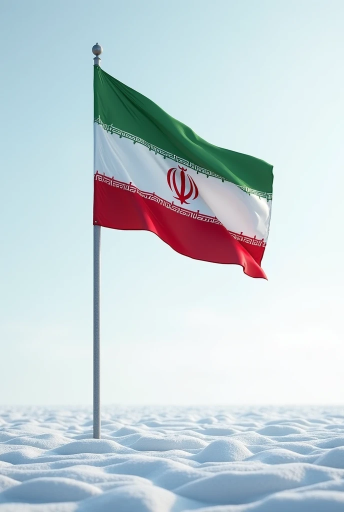 Iran flag on snow