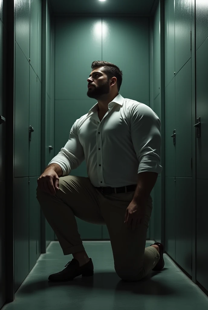 male butler ,thin mustache...,handsome ,Wear long sleeve smart butler uniform shirt...............,grey beige tight trousers, ,((realistic super big tight butt wearing pants))............................. Black boots and dark navy gloves.,sit on the ground , His legs spread apart sitting kneeling facing the wall,.................... suggestive posing, showing off his back................................, butler Muscle Man , ((The arm muscles are very large...................)) ,large , Wide shoulders ,open legs, head turn slightly to looking back to the camera, rear shot.......................................... low angle looking up, wide angle, ((full body shot)).....................,Sexually suggestive, (Dynamic Poses:1.1) , thights , (Embossed Focus:1.2),On your knees........................., empty toilet cubicle at night, Best qualtiy , Wide lens from far ,deep depth of field ,Bokeh background