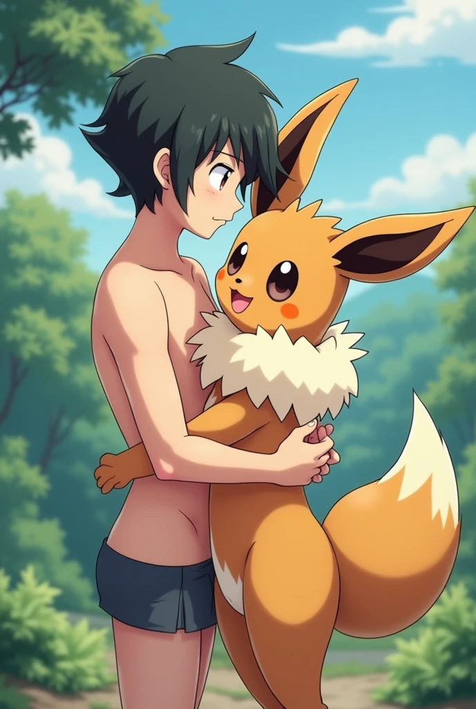 Pokemon World 20-something Korean male strips naked and has sex with female Eevee