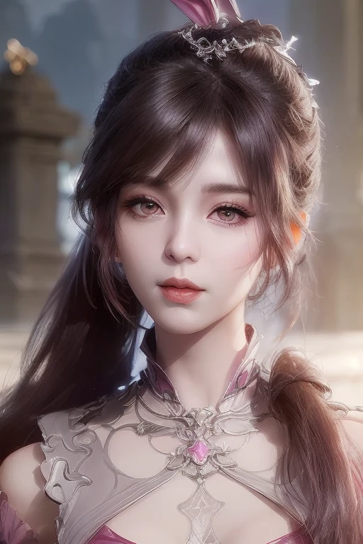 1 beautiful girl in Han costume,lick lips pose,full body portrait ,thin pink silk shirt with many textures,pinky lace top, long brown ponytail, Hair Jewelry, ear jewelry, pink rabbit ears, necklace and necklace, meticulously drawn large magenta eyes, meticulous makeup, Thin eyebrows, High Nose, lovely red lips, smiling, pursed lips, rosy cheeks, wide breasts, Big breasts , well-proportioned bust, Slim waist, purple mesh socks, chinese hanfu style, fictitious art textures, vivid and realistic colors, RAW Photos, Realistic Photos, ultra high quality 8k surreal photos, (effective fantasy light effect: 1.8), 10x pixel, magical effect (Background): 1.8), ultradetailed eyes, girl body portrait, ancient hanfu background,undefined, undefined, undefined, undefined, undefined, undefined, undefined, undefined, undefined, undefined, undefined, undefined, undefined, undefined, undefined, undefined, undefined, undefined, undefined, undefined,