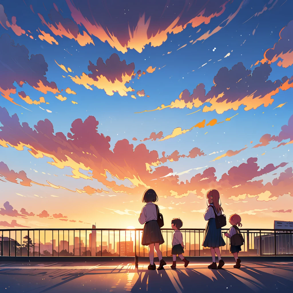 Going home、Returning to school with friends、high school student、evening