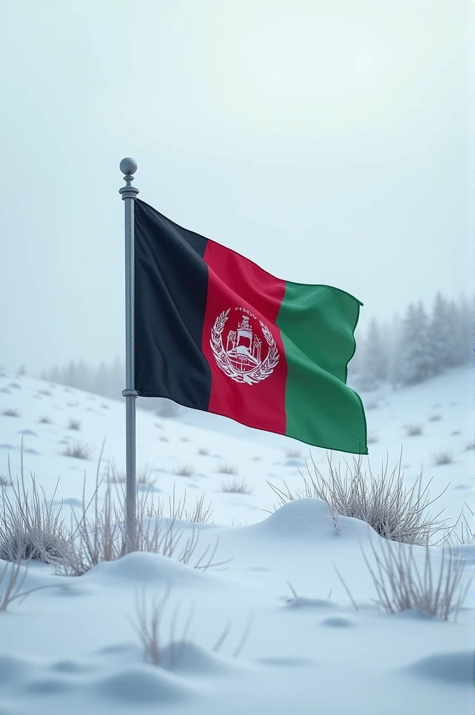 Afghanistan flag on snow