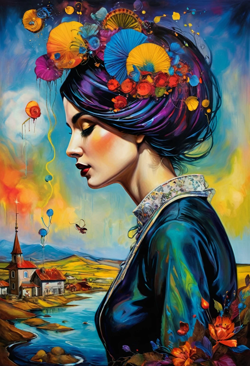 (Artistic Masterpiece of Romantic Life) ( (Themed Art of Life) ( (Conceptual Art) (NFT Exclusive) (Fauvism Work) ()”) Where visual poetry transcends traditional boundaries and embraces the dynamic interplay between creativity and technology Takes),dripping paint,darkart,style, in the style of esao andrews