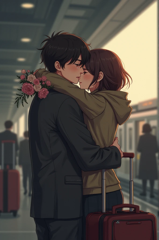 Goodbyes are hard, but their love is stronger. 🧳💔 #GoodbyeForNow #StrongTogether.