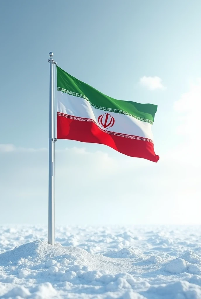 Iran flag on snow