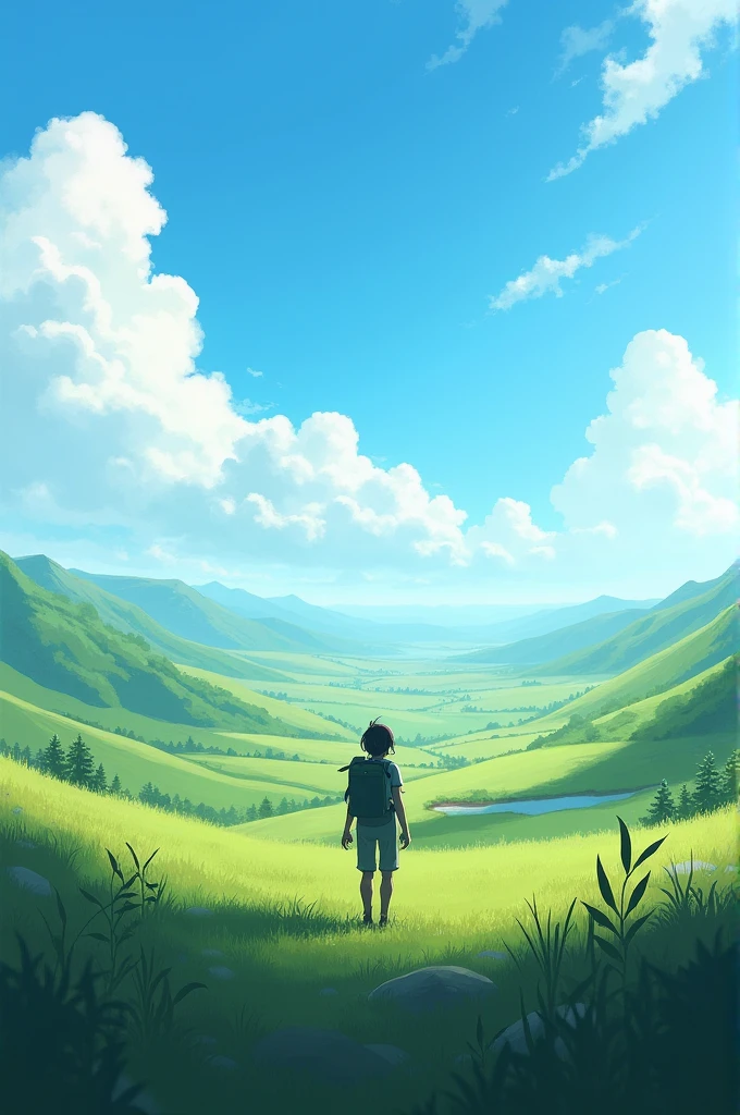 Day landscape with one person