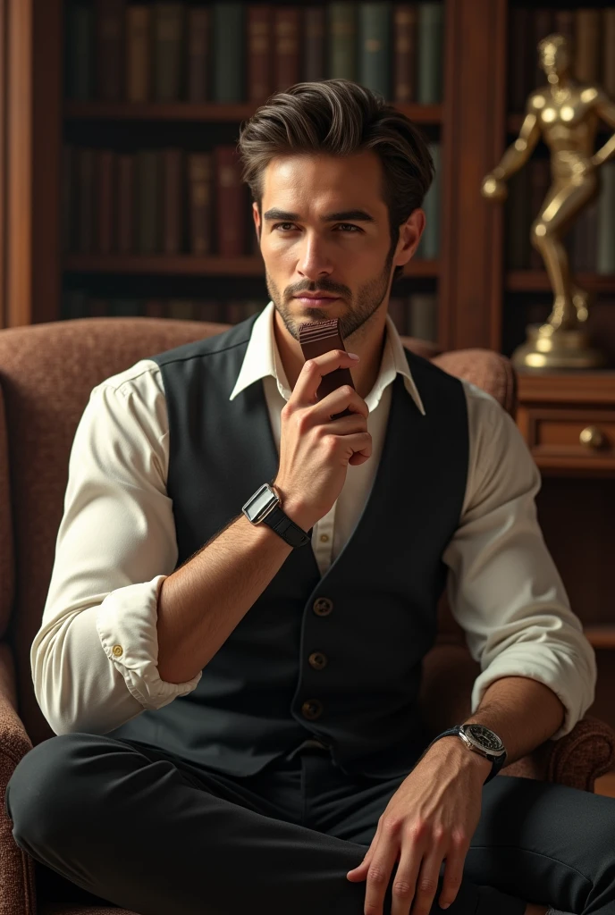 Eat chocolate male good looking intellectual smile 20th Generation Sportsman