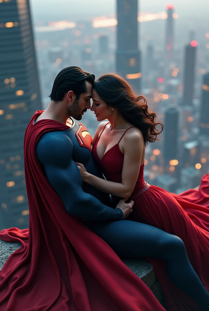 superman, lying on top of buildings with a view of Seoul and making love to louise lane
