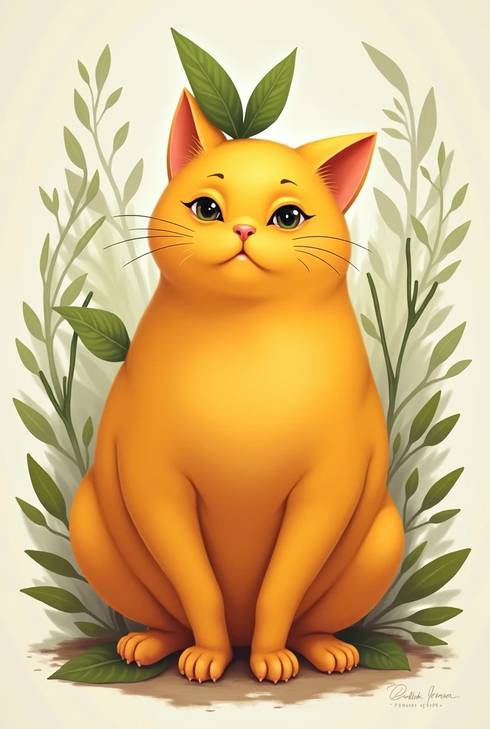 Make a combination of a papaya and a cat in different positions