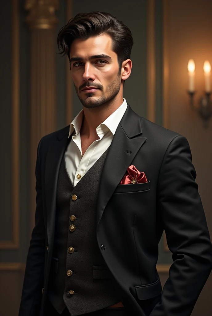Marcus is a tall, handsome man with a charismatic presence. His dark hair is neatly groomed, and his hazel eyes are warm and inviting. He dresses in elegant, tailored suits that reflect his noble status, often adorned with subtle yet expensive accessories. Marcus’s demeanor is calm and collected, and he is known for his ability to navigate the complexities of court life with ease.