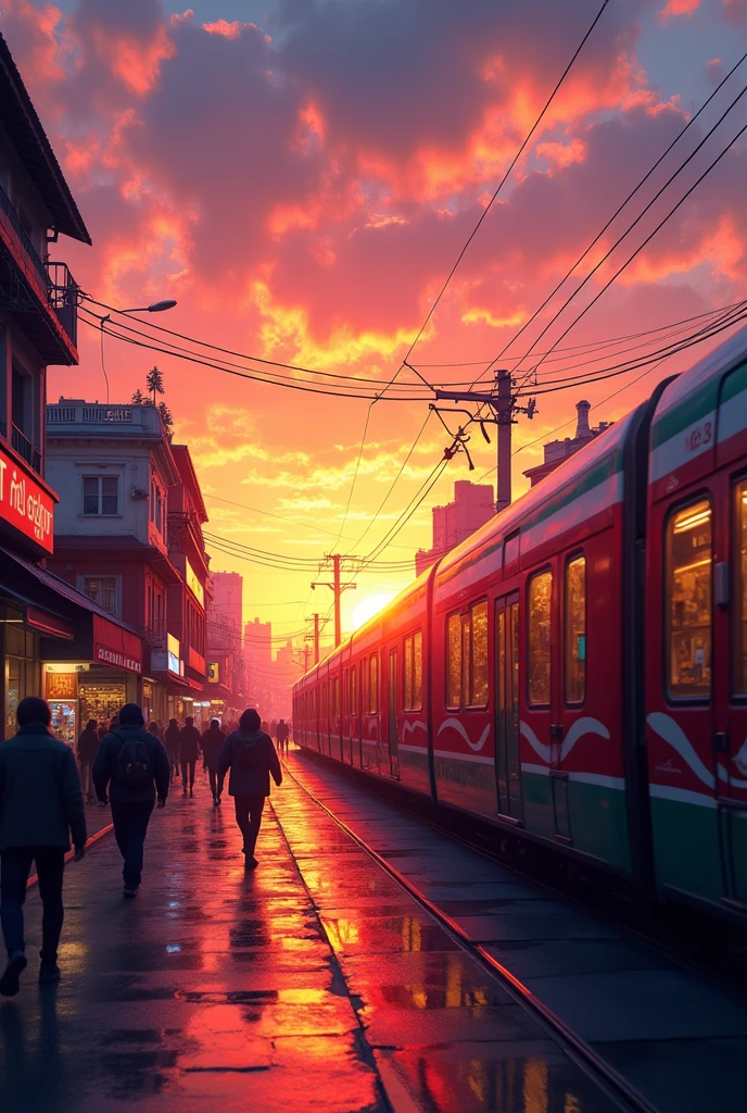 Sunset in the city,A train passes by, Sunset in the city, Colorful sunset!!, Colorful sunset, Colorful Sky, Vivid sky, colorful city, So colorful and heavenly, Beautiful sunrise, Vivid sunrise, Shooting with iPhone 1 3 Pro Max, The most beautiful sunset, Asahi, sunrise over solarpunk city, Creating a bright sky, dawn, Beautiful Morning, Real Sunset