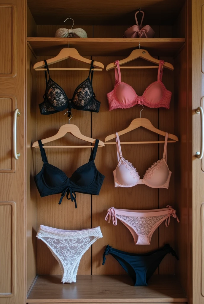 a wardrobe full of bras panties and bikinis
