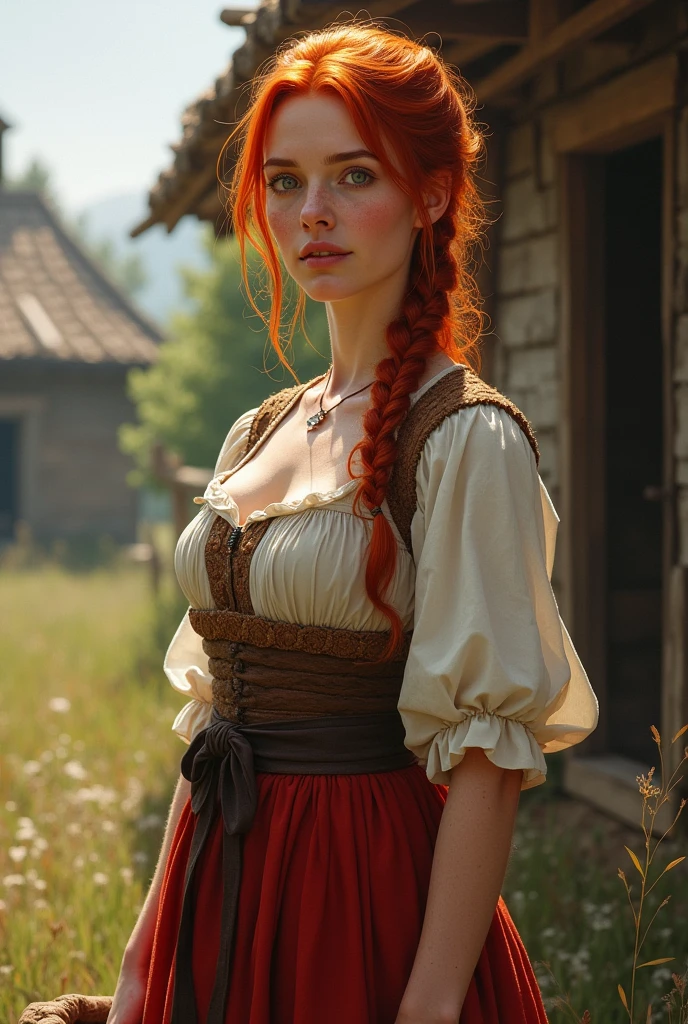 adult  woman, redheadwear, Peasant 