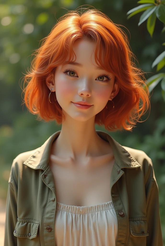 a beautiful young female teacher with short ginger hair, detailed facial features, realistic shoes, ultra-detailed, realistic, photorealistic, high resolution, 8k, masterpiece, extremely detailed, vivid colors, natural lighting, sharp focus, physically-based rendering, professional quality