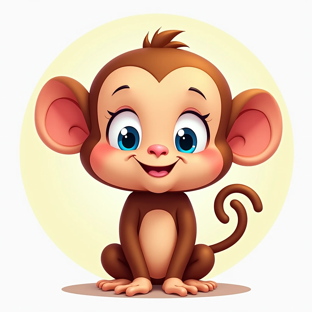 monkey, high resolution, simple background, looking at the audience, Icon style, cartoon style, high resolution, smile, blue eyes,