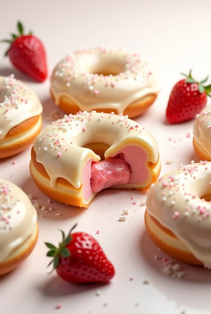 White Chocolate Strawberry Cream Donuts 
