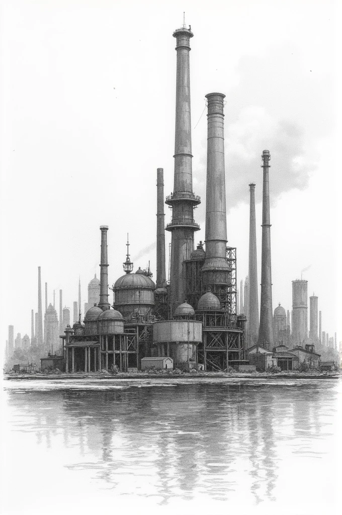 I want an illustration with a well-chopped pencil style that represents the concept of industry 
